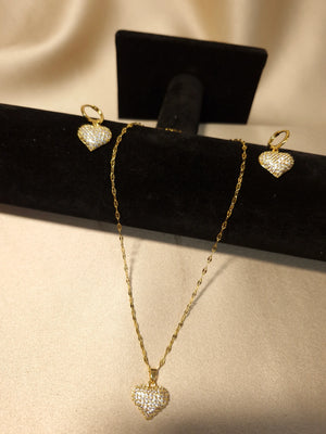 Set Golden Crystal Heart