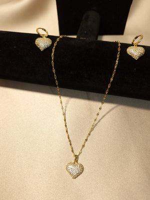 Set Golden Crystal Heart