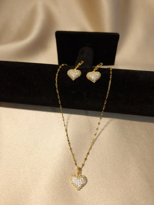 Set Golden Crystal Heart