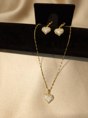 Set Golden Crystal Heart