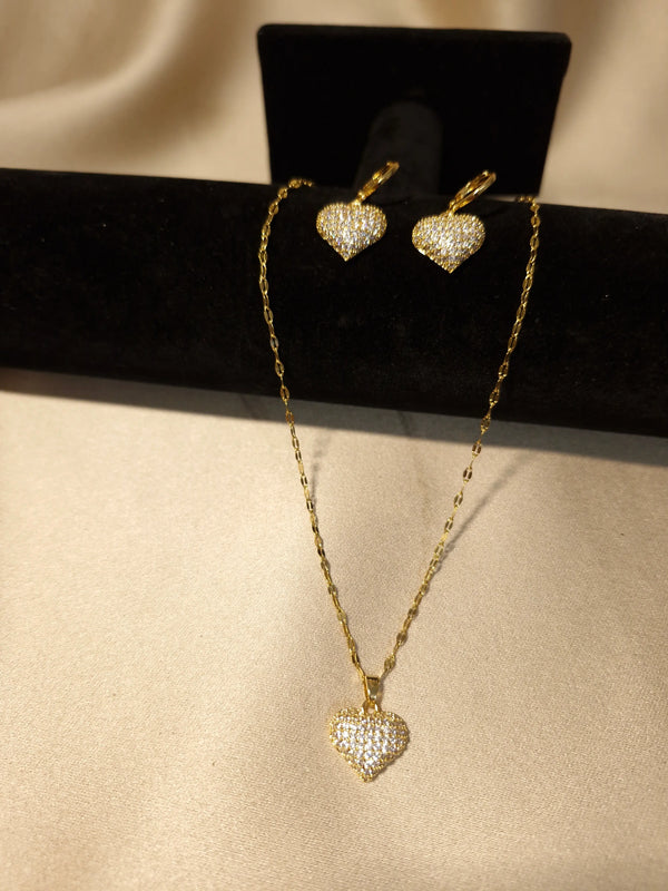 Set Golden Crystal Heart