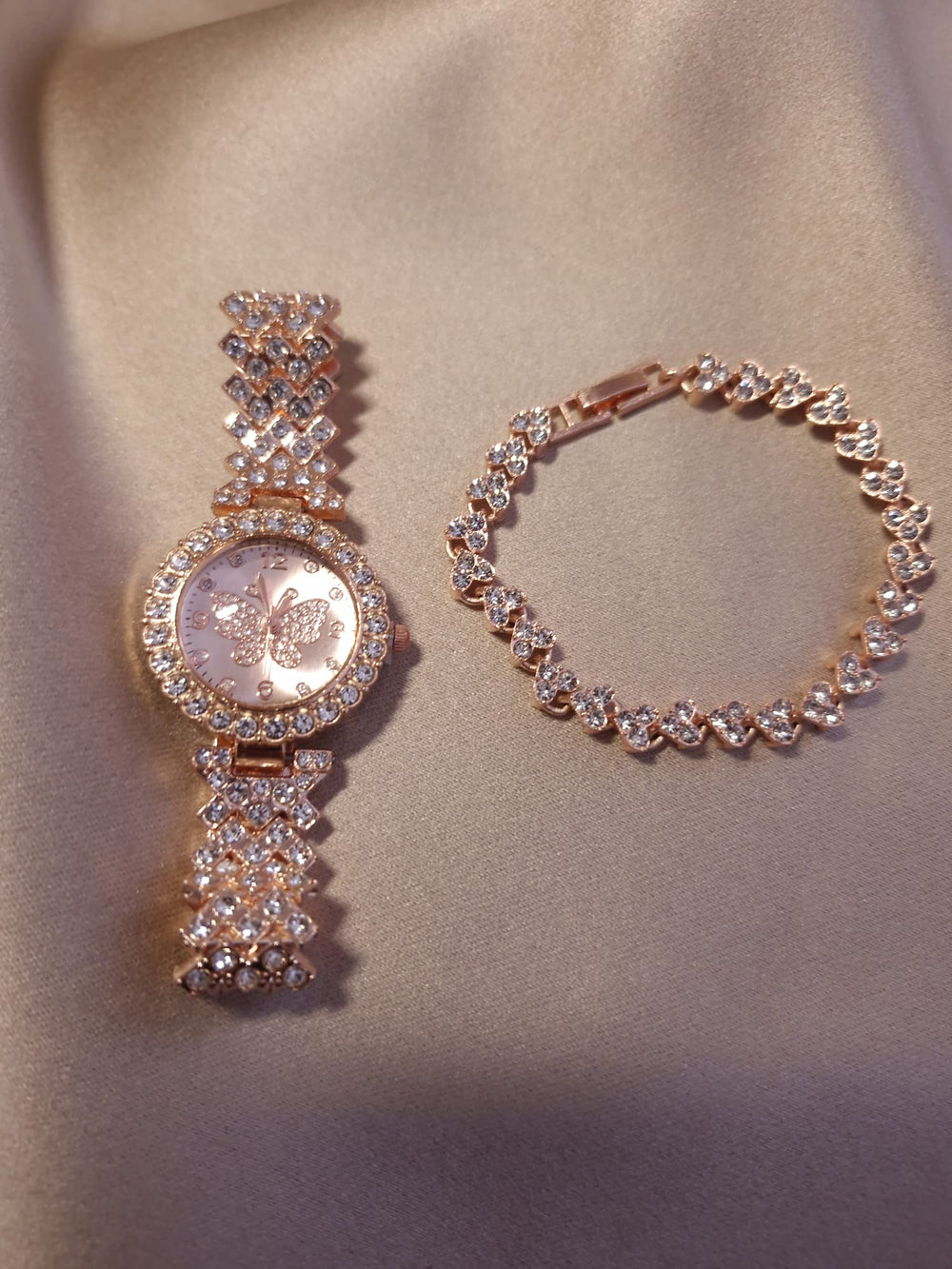 Set ceas cu bratara inimioara Rose Gold - Lucky Charm