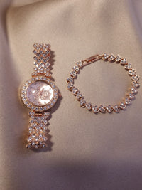 Set ceas cu bratara inimioara Rose Gold - Lucky Charm