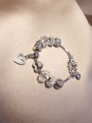 Brățară inimioara argintie cu charms - Lucky Charm