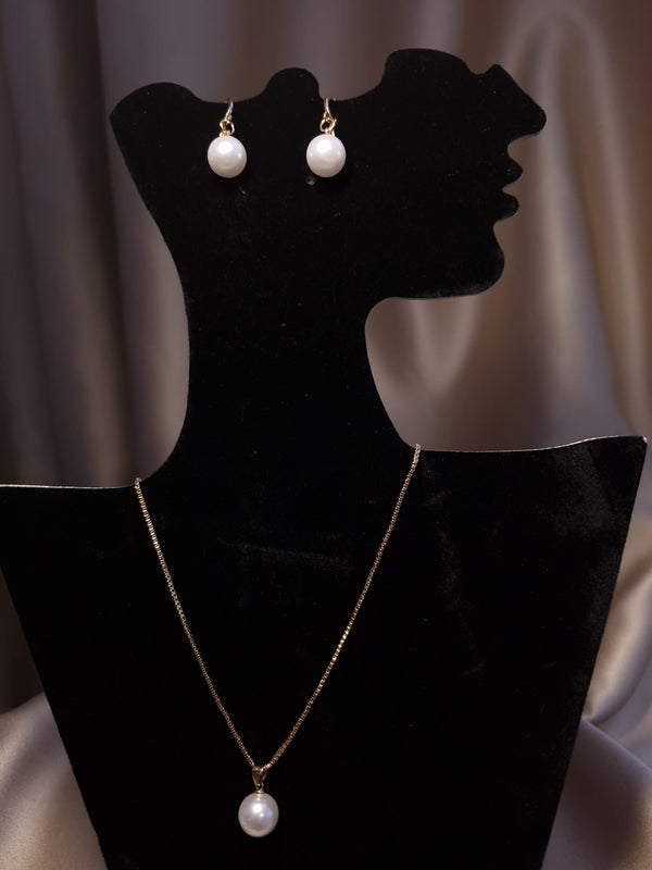 Set lantisor si cercei perla mare - Lucky Charm
