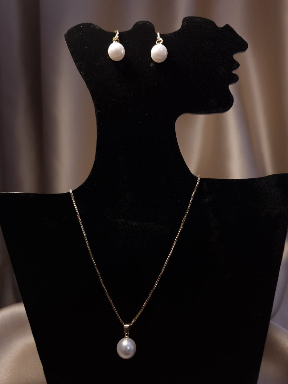 Set lantisor si cercei perla mare - Lucky Charm