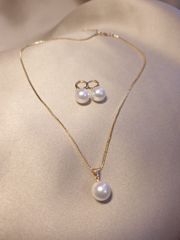 Set lantisor si cercei perla mare - Lucky Charm
