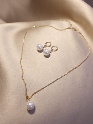 Set lantisor si cercei perla mare - Lucky Charm