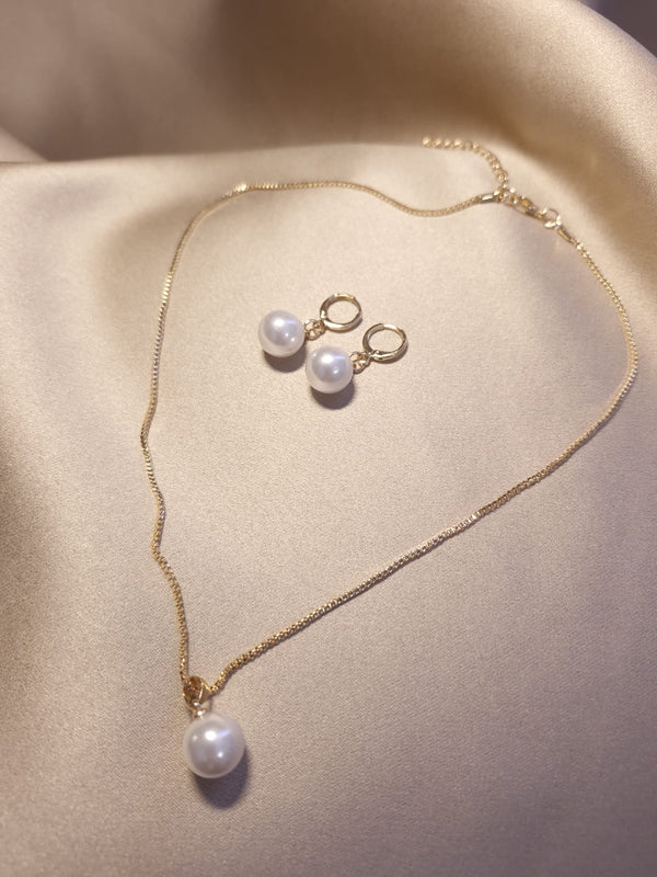 Set lantisor si cercei perla mare - Lucky Charm