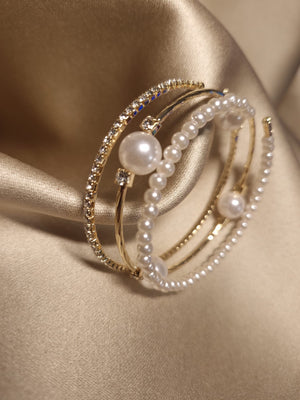 Bratara 3 in 1 cu Perle și Cristale Gold - Lucky Charm