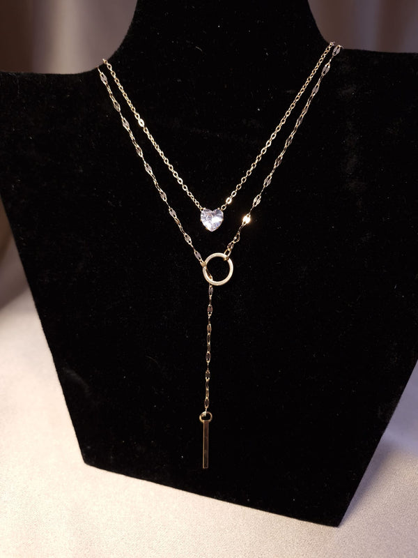 Colier dublu cu inimioara cristal - Lucky Charm
