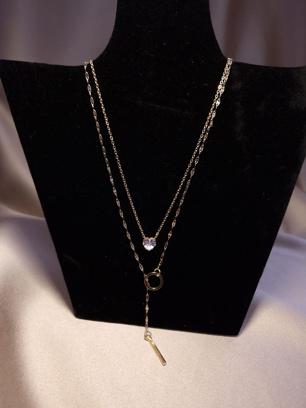 Colier dublu cu inimioara cristal - Lucky Charm