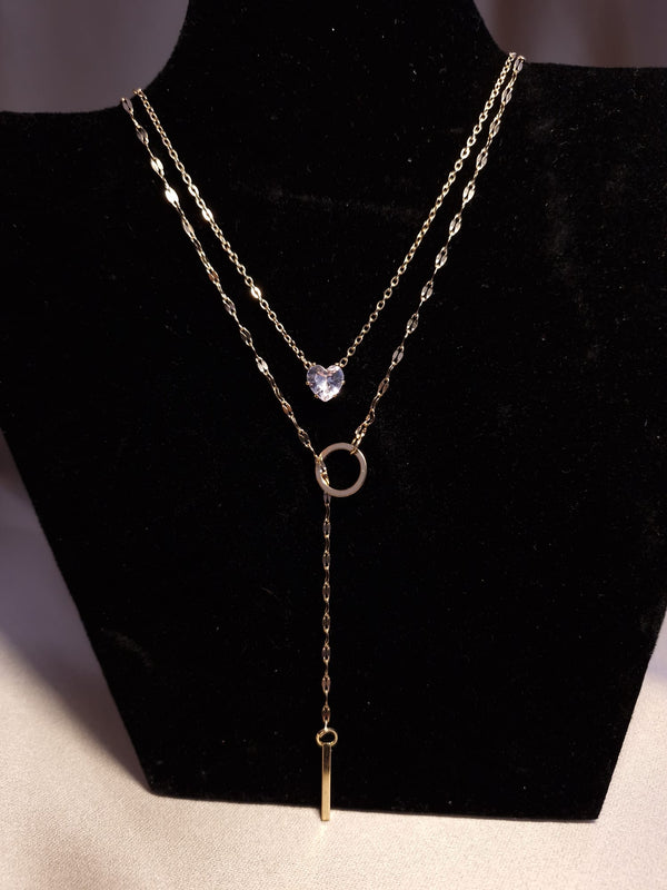 Colier dublu cu inimioara cristal - Lucky Charm