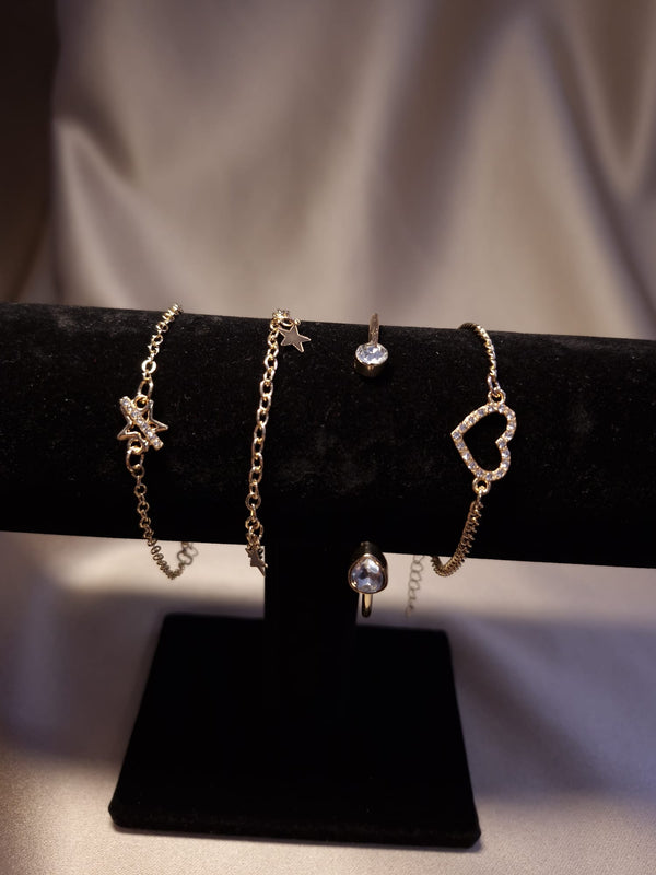 Set 4 bratari Gold inima - Lucky Charm