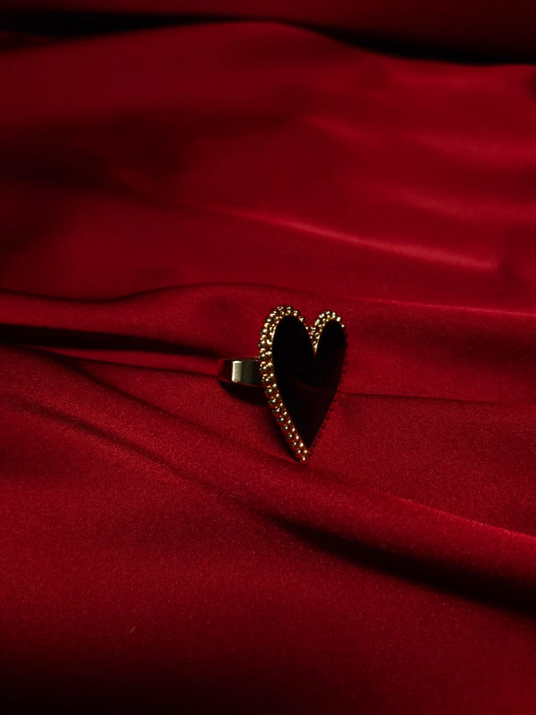 Inel inima Gold Black - Lucky Charm