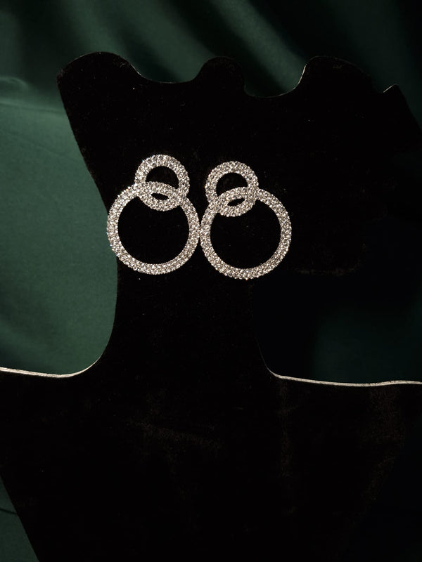 Cercei, cercuri îmbinate Silver, cu pietre strălucitoare - Lucky Charm