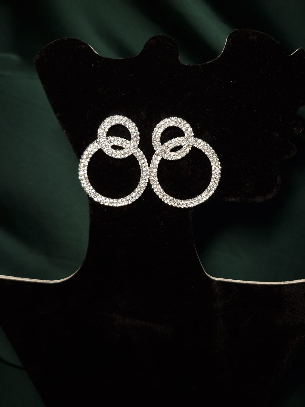 Cercei, cercuri îmbinate Silver, cu pietre strălucitoare - Lucky Charm