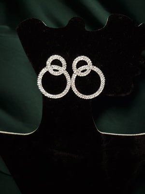 Cercei, cercuri îmbinate Silver, cu pietre strălucitoare - Lucky Charm