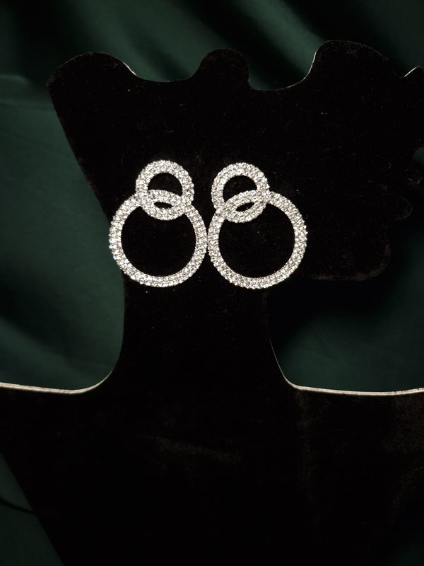 Cercei, cercuri îmbinate Silver, cu pietre strălucitoare - Lucky Charm