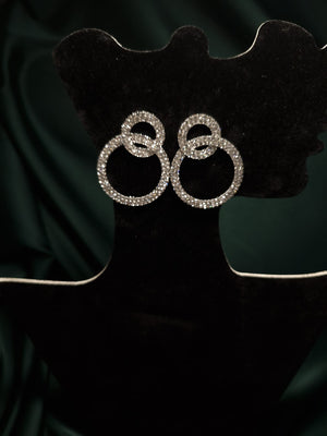 Cercei, cercuri îmbinate Silver, cu pietre strălucitoare - Lucky Charm