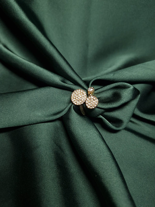 Inel Cercuri Gold cu pietre stralucitoare si cristal - Lucky Charm