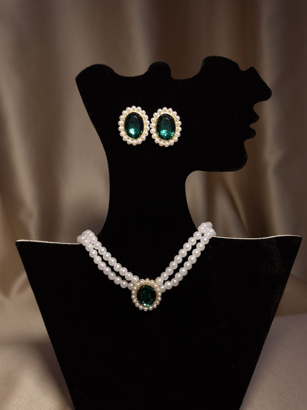 Set perle cu, Cristal verde Smarald - Lucky Charm