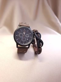 set ceas bratara infinit piele barbati